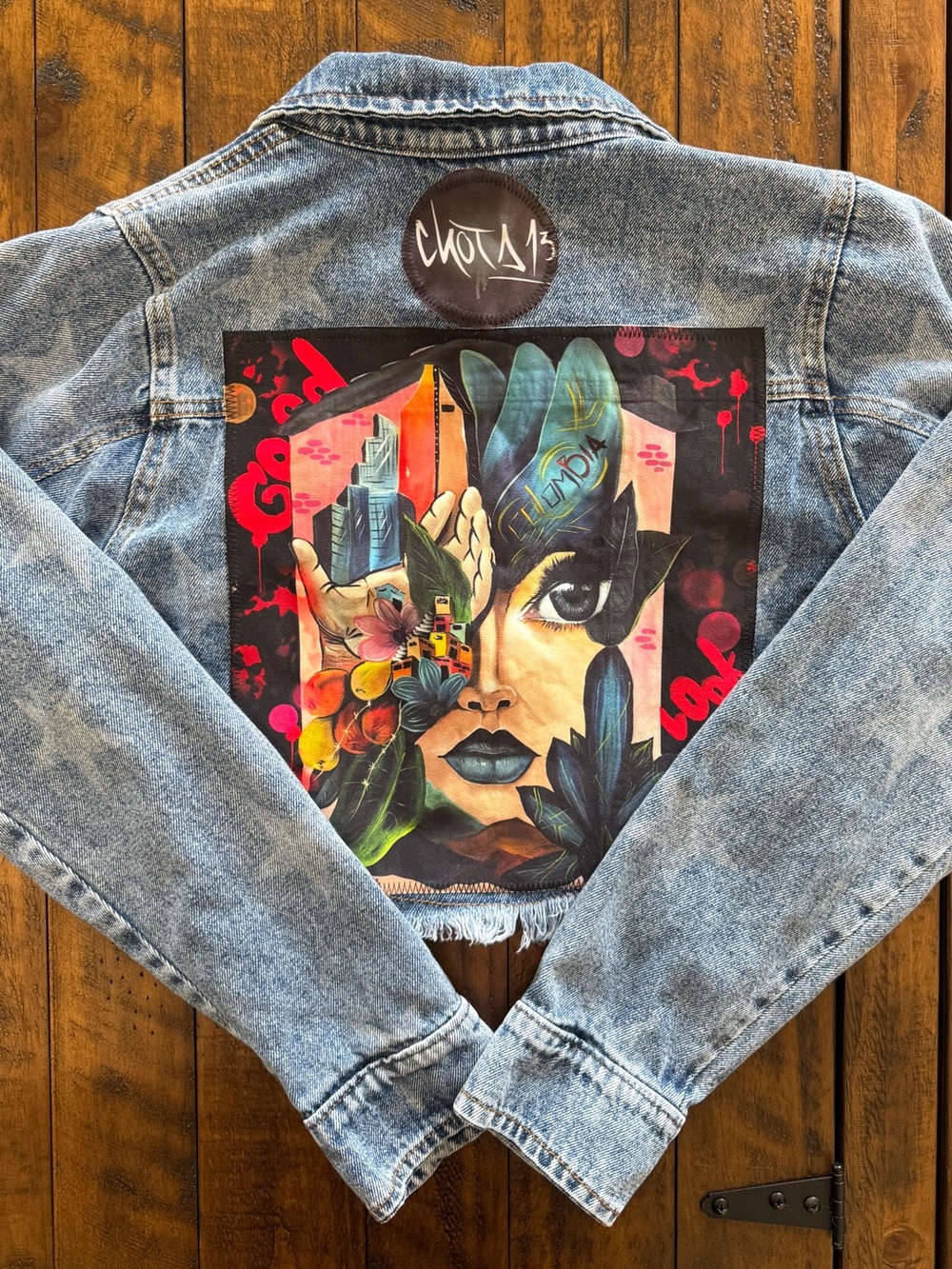 Artistic Denim Crop Jacket